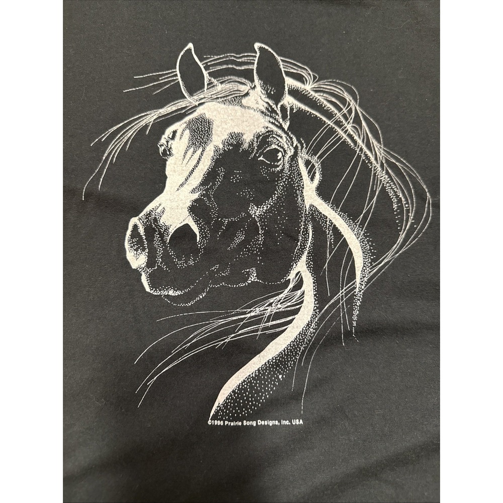 VTG 1996 Prairie Song T Shirt Equestrian‎ Music Black 50/50 Jerzees T-shirt Sz S - Picture 2 of 7